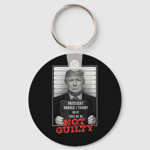Funny Donald Trump Not Guilty Mugg Shot, gratis Nyckelring