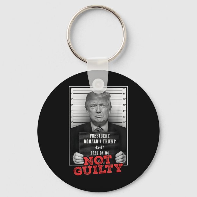 Funny Donald Trump Not Guilty Mugg Shot, gratis Nyckelring (Framsida)