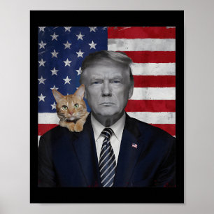 Funny Donald Trump och Cat Policy USA flagga Poster