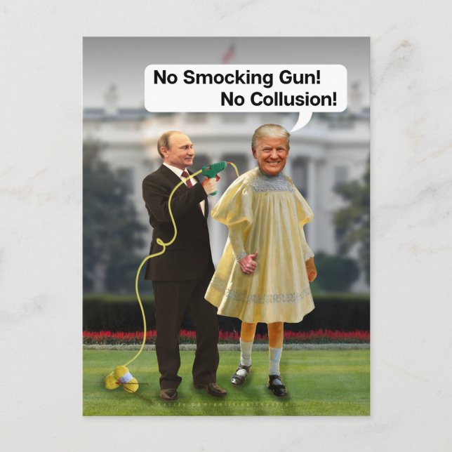 Funny Donald Trump Putin Smocking Gun Joke Helg Vykort (Framsida)