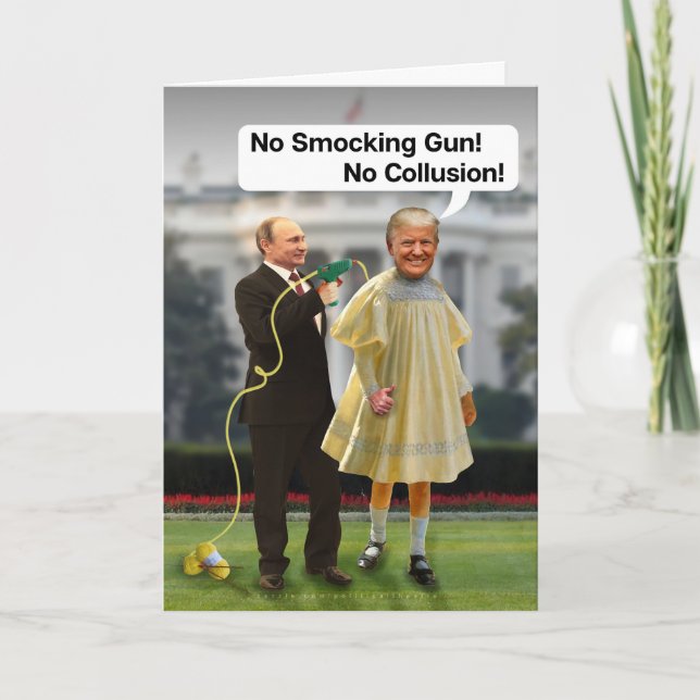 Funny Donald Trump Putin Smocking Gun Joke Kort (Framsida)