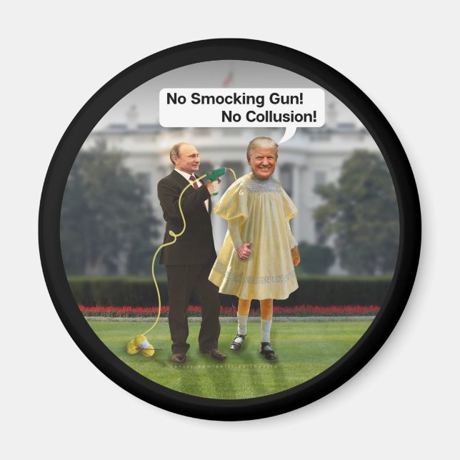 Funny Donald Trump Putin Smocking Gun Joke Magnet (Framsidan)