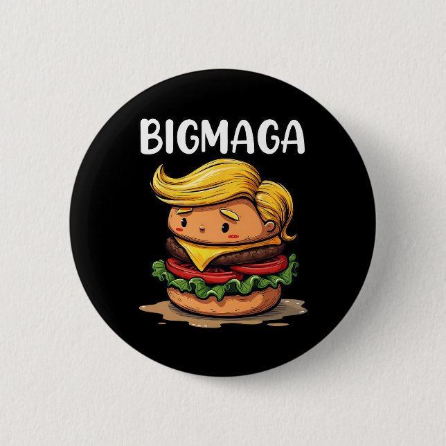 Funny Donald Trump Skapar Fransk Fries Hamburger B Knapp (Framsida)
