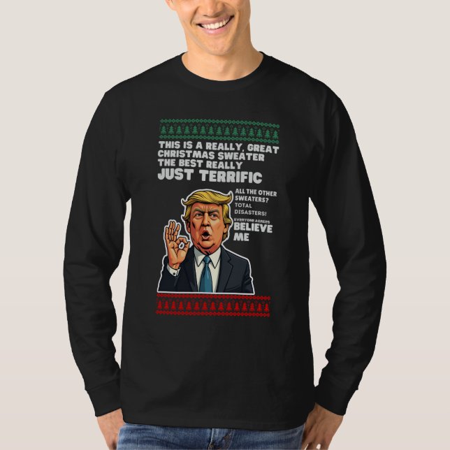 Funny Donald Trump Ugly jul Sweater Parody T Shirt (Framsida)