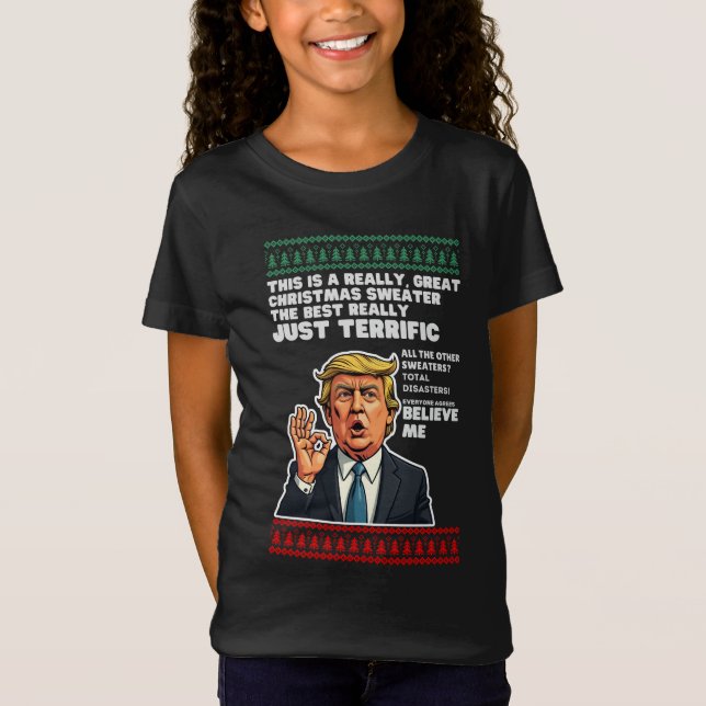 Funny Donald Trump Ugly jul Sweater Parody T Shirt (Framsida)