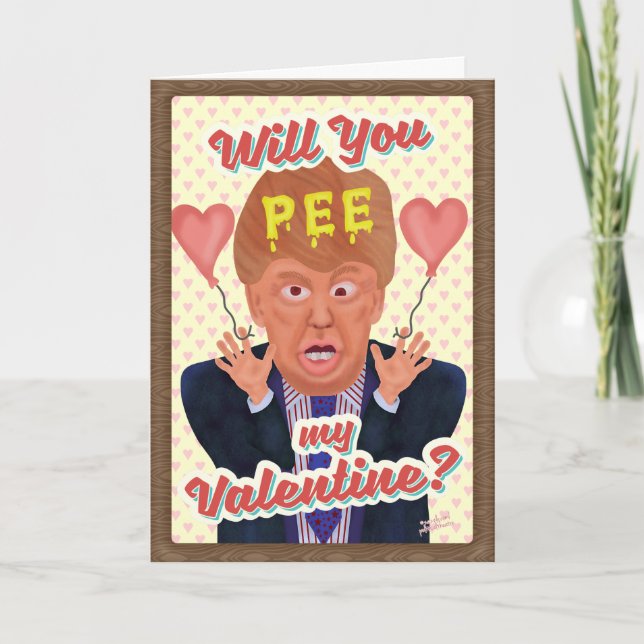 Funny Donald Trump Valentines Day Pee Tape Joke Helgkort (Framsida)