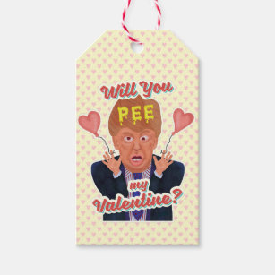 Funny Donald Trump Valentines Day Pee Tape Joke Presentetikett