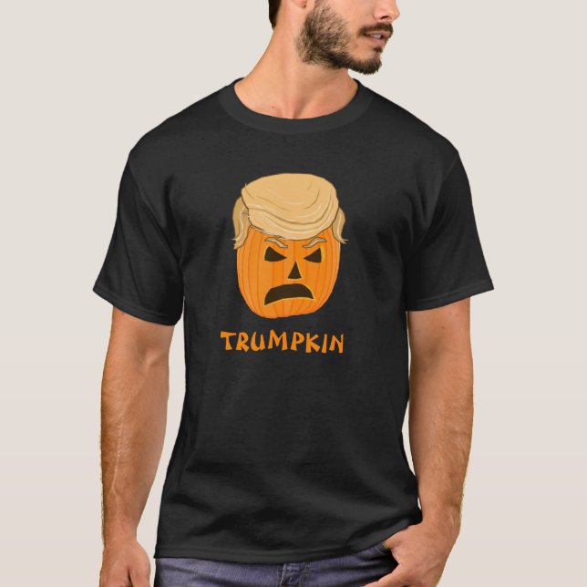 Funny Donald Trumpkin Pumpkin Jack-o-lantern T-shirt (Framsida)