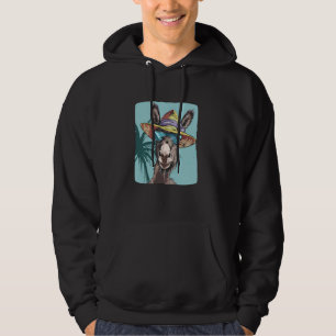Funny Donkey Ansikte med solglasögon och Beach Hat Hoodie