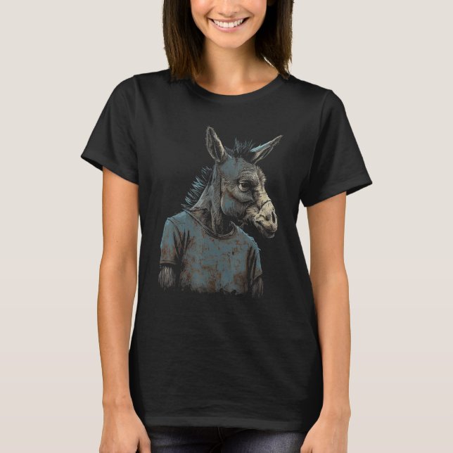 Funny Donkey Face Gift idea for Donkeys Lovers Gra T Shirt (Framsida)