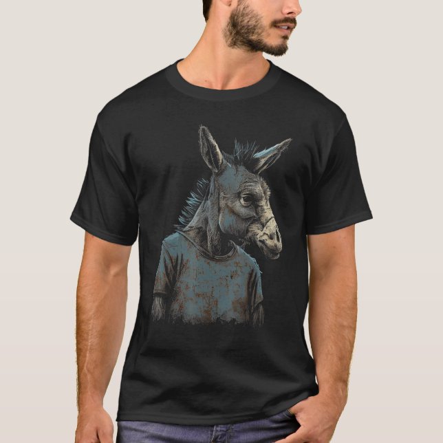 Funny Donkey Face Gift idea for Donkeys Lovers Gra T Shirt (Framsida)