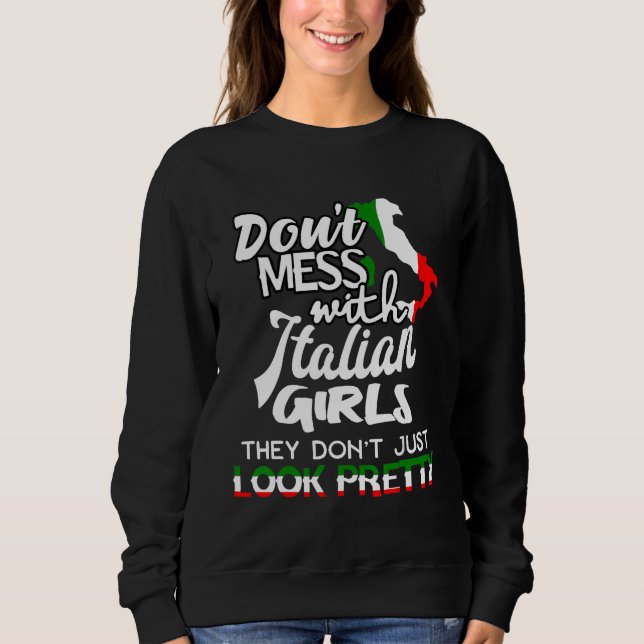Funny Don't Mess With Italian Girls For Kids Mafia T Shirt (Framsida)