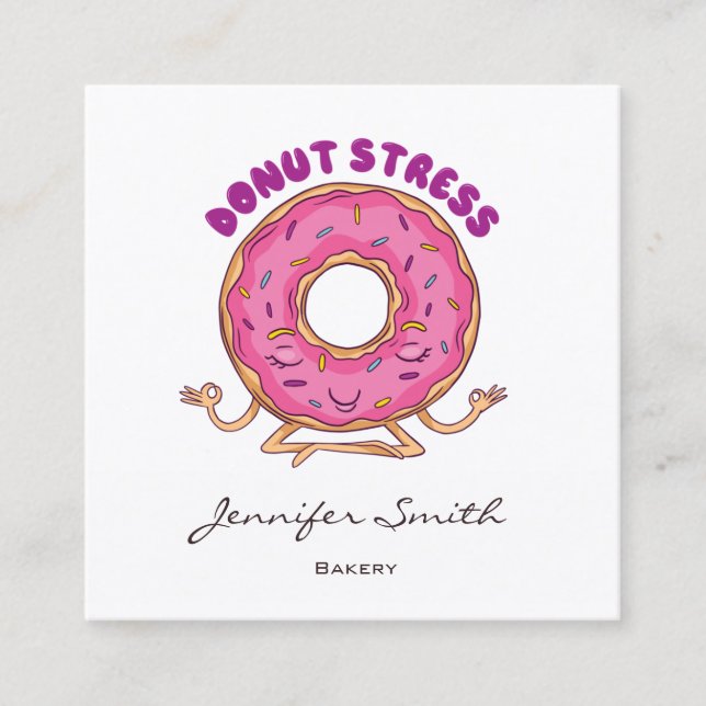 Funny Donut Bakery Square Affärskort Fyrkantigt Visitkort (Framsida)