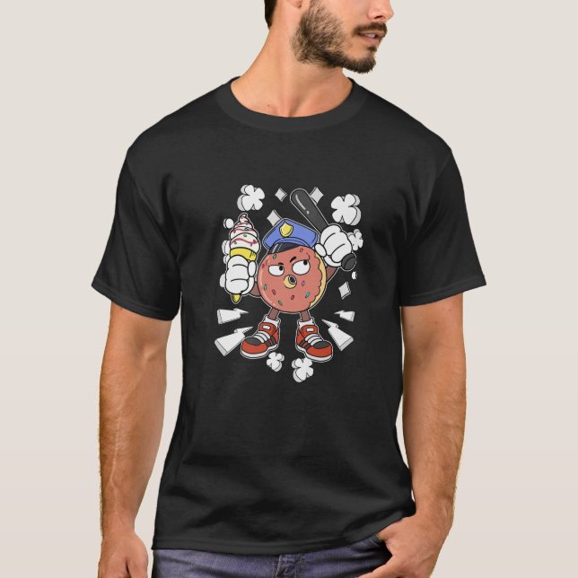 Funny Donut Cop Candy Police Officer Ice Cream Swe T Shirt (Framsida)