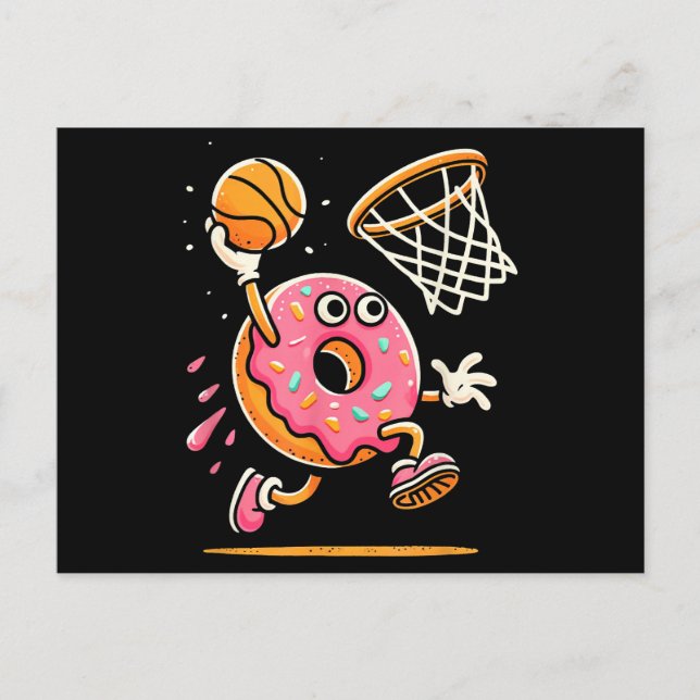 Funny Donut Dunking Basketball Food Champ Sports D Helg Vykort (Framsida)
