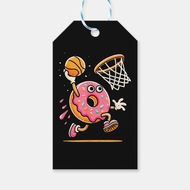 Funny Donut Dunking Basketball Food Champ Sports D Presentetikett (Framsidan)