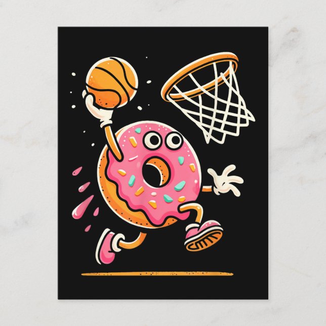 Funny Donut Dunking Basketball Food Champ Sports D Tilläggskort (Framsida)