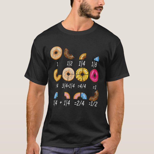 Funny Donut Math Fractions Teacher Back to school T Shirt (Framsida)