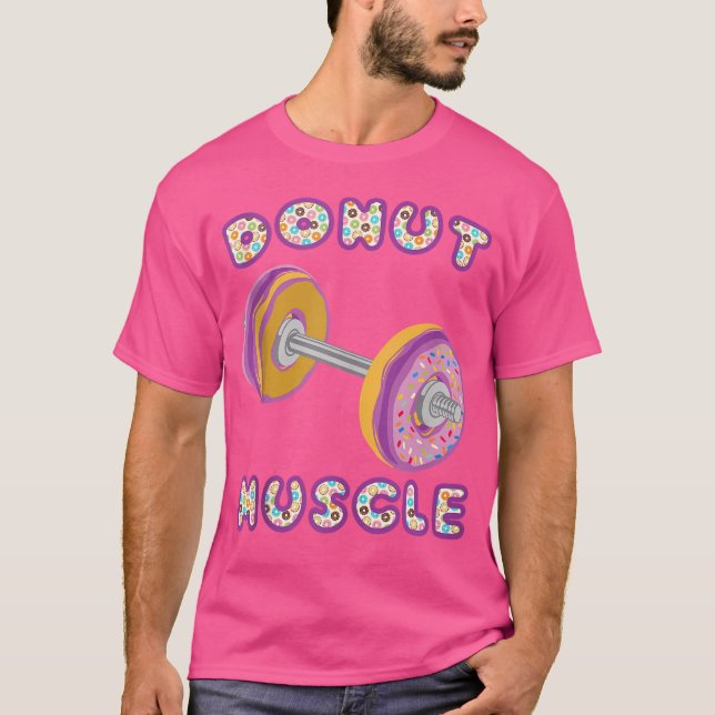 Funny Donut Muscle Barbell Workout Fitness Gym T Shirt (Framsida)