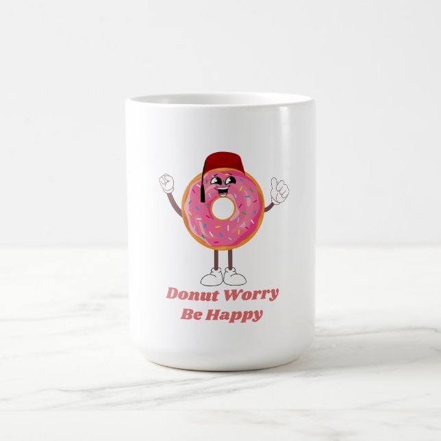 Funny Donut T-Shirt – Donut Worry Be Happy Gift Kaffemugg (Center)