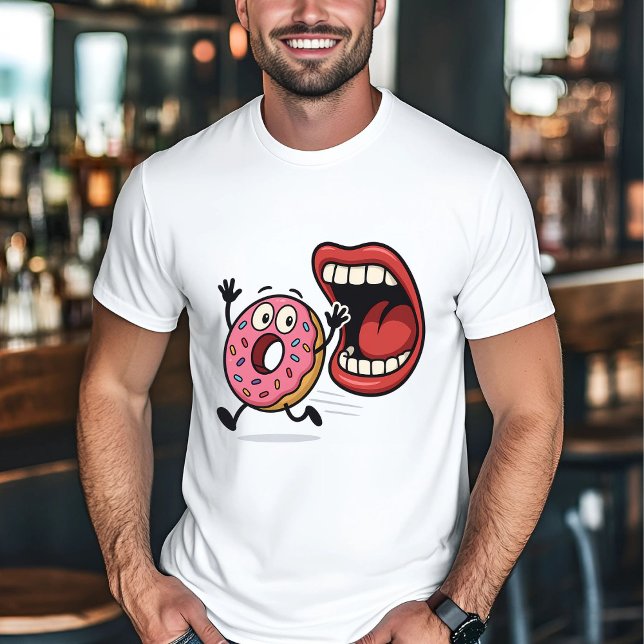 Funny Donut-Tecknad från munnen T Shirt (Skapare uppladdad)