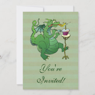 Funny Dragon Blowing Birthday Candles Inbjudningar
