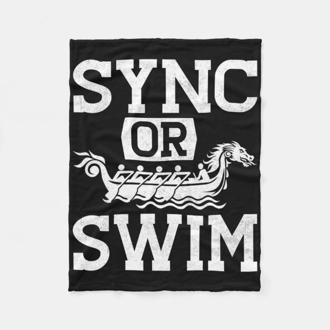 Funny Dragon Boat Racing Paddle Sync Or Swim  Fleecefilt (Framsidan)