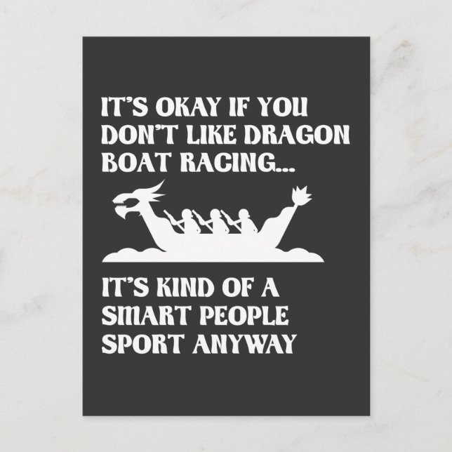 Funny Dragon Boat Tävla Humor Boating Row Vykort (Framsida)