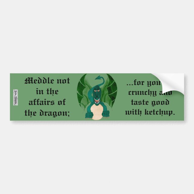 Funny Dragon Bumper Sticker Bildekal (Framsidan)