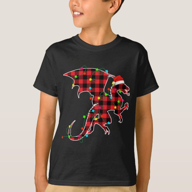 Funny Dragon Julgran Red Play Julafton Animals T Shirt (Framsida)