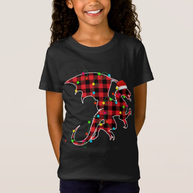 Funny Dragon Julgran Red Play Julafton Animals T Shirt (Framsida)