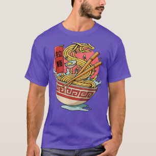 Funny Dragon Kaiju Ramen Japan Noodle Food  T Shirt
