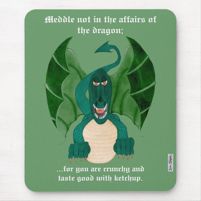 Funny Dragon Mousemat Musmatta (Framsidan)