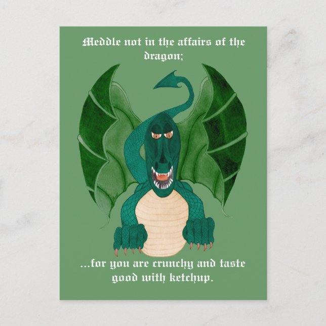 Funny Dragon Postcards Vykort (Framsida)