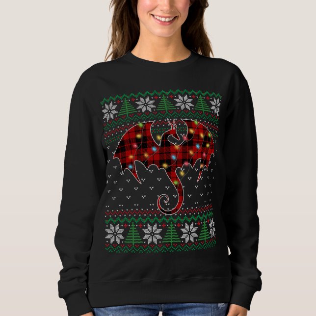 Funny Dragon Ugly Sweater jul Ljus Dragon T Shirt (Framsida)
