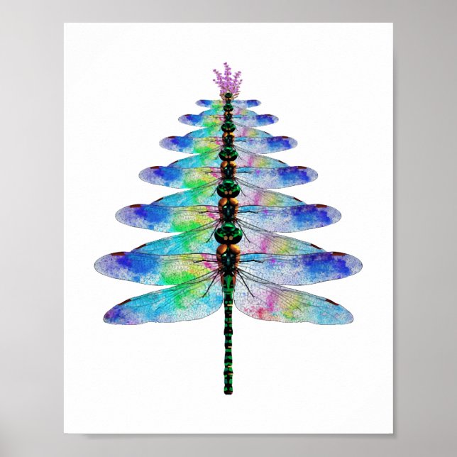 Funny Dragonfly Julgran Poster (Framsidan)