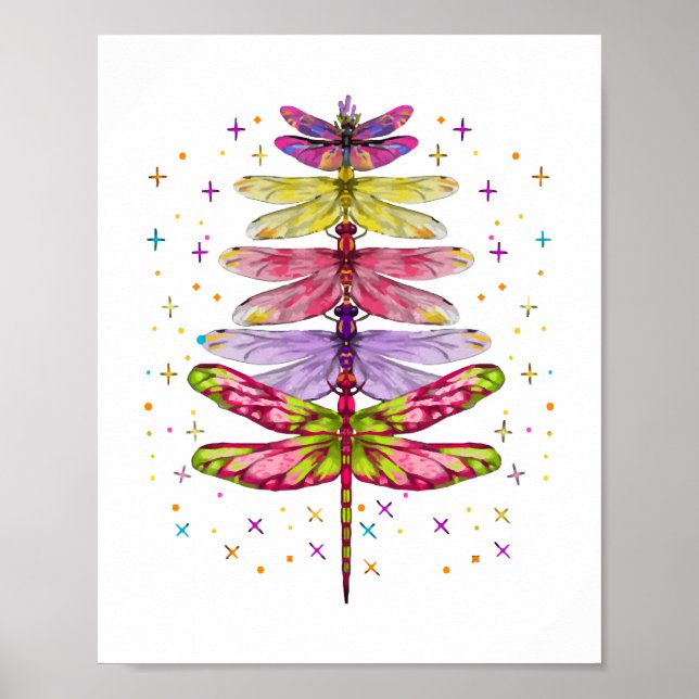 Funny Dragonfly Julgran Poster (Framsidan)