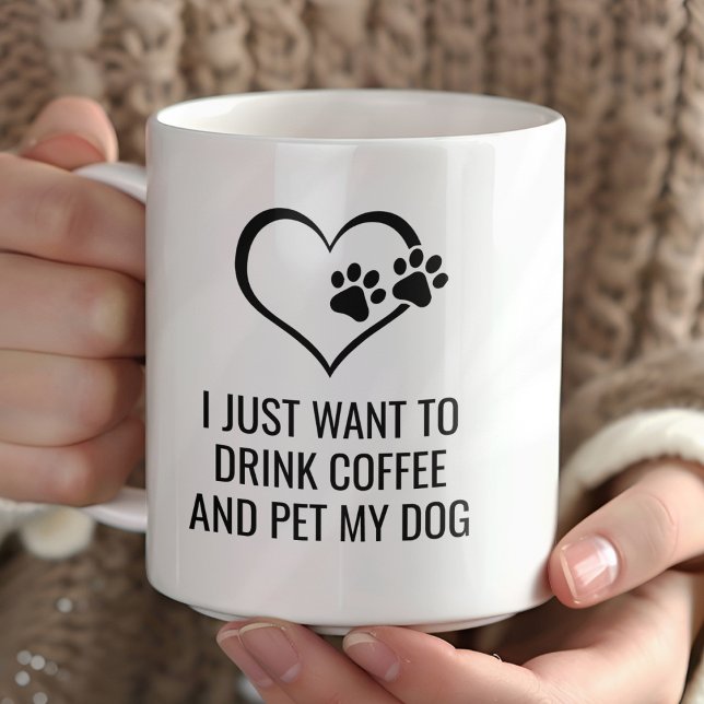 Funny Drink Coffee och Pet My Hund Kaffemugg (Skapare uppladdad)