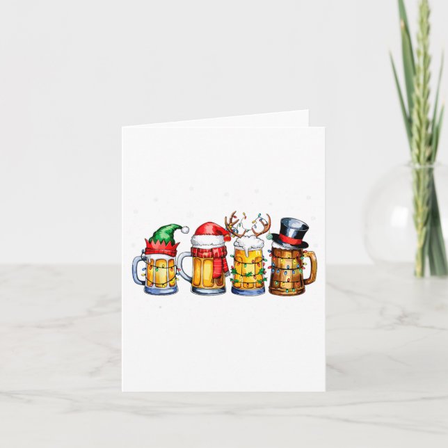 Funny Drinking Christmas Santa Beer Christmas Ligh Kort (Framsida)