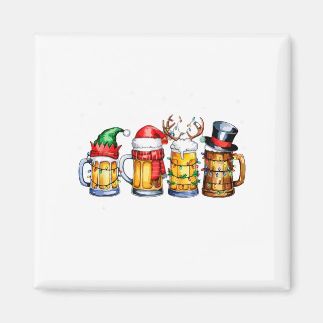 Funny Drinking Christmas Santa Beer Christmas Ligh Magnet (Framsidan)