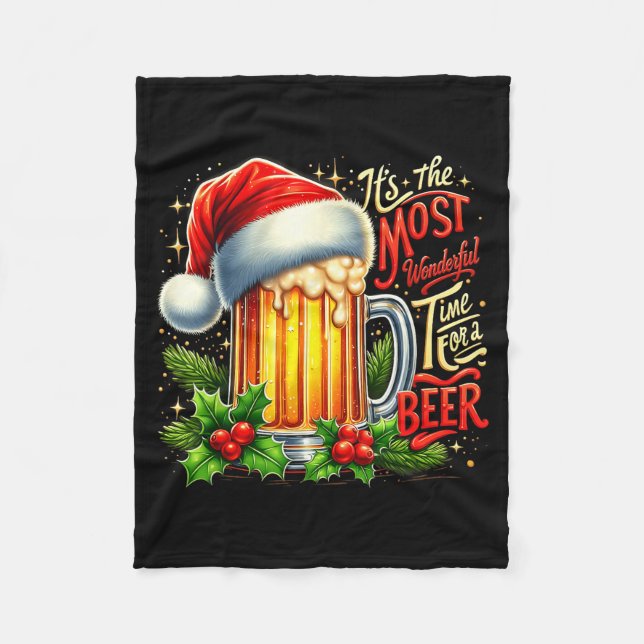 Funny Drinking Christmas Santa Beer Lovers Trend N Fleecefilt (Framsidan)