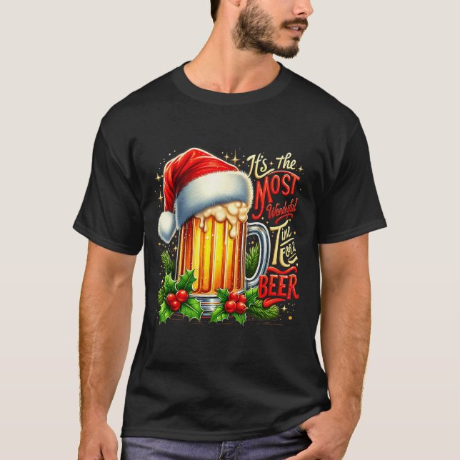 Funny Drinking Christmas Santa Beer Lovers Trend N T Shirt (Framsida)