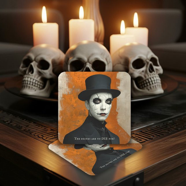 Funny Drinks to Die For Gothic Halloween Underlägg Papper Kvadrat (Skapare uppladdad)