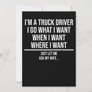 Funny drivrutin Lastbil Make Fråga min fru Trucker Spara Datumet