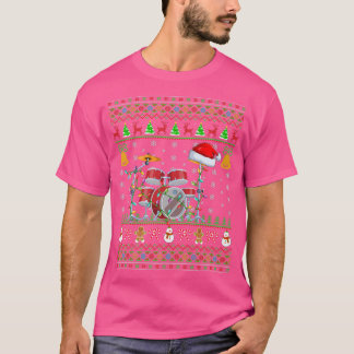 Funny Drum Music Älskare Julafton Santa Hat Drum U T Shirt