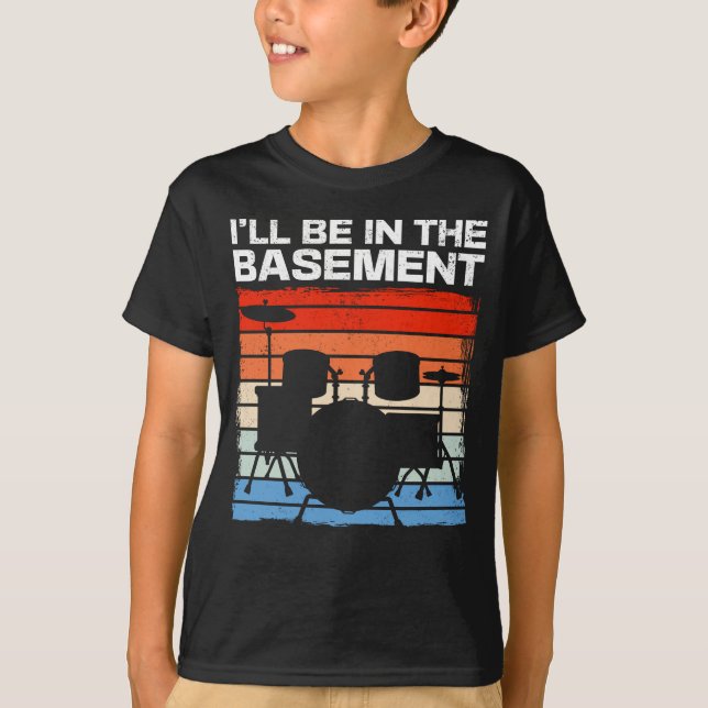 Funny Drum Set Retro Drummer T Shirt (Framsida)