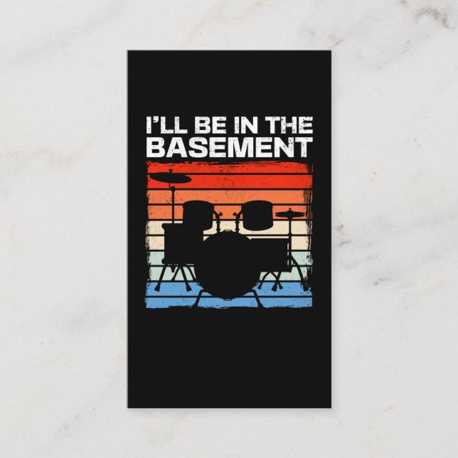 Funny Drum Set Retro Drummer Visitkort (Framsida)