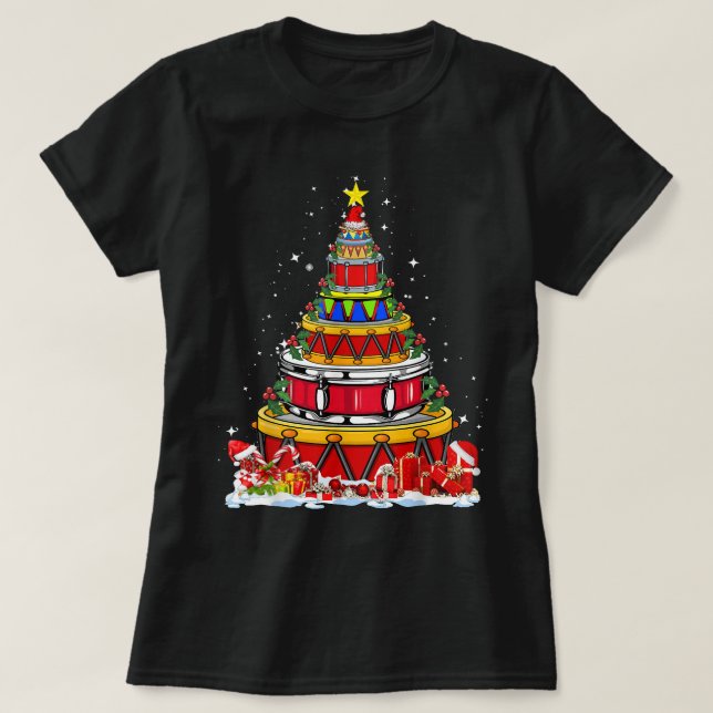 Funny Drumline Julgran Julafton T Shirt (Design framsida)