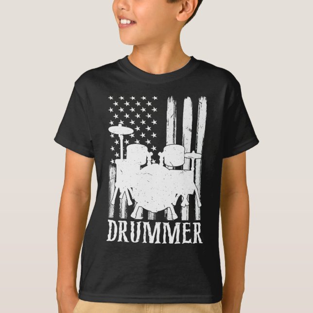 Funny Drummer Art-barn T Shirt (Framsida)