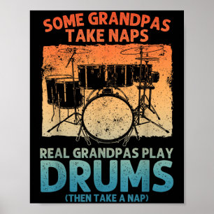 Funny Drummer Art for Grandpa Manar Drumline Drumm Poster